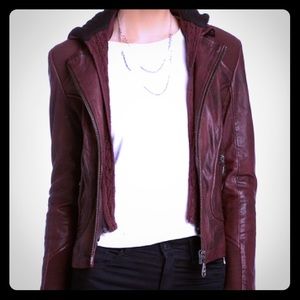 Doma Brandy Wine color leather motor jacket